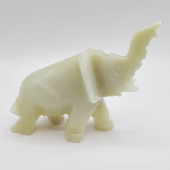FINAL CLEARANCE Vintage Carved Stone Onyx Elephant Figurine Trunk Up Good Luck - Picture 4 of 12